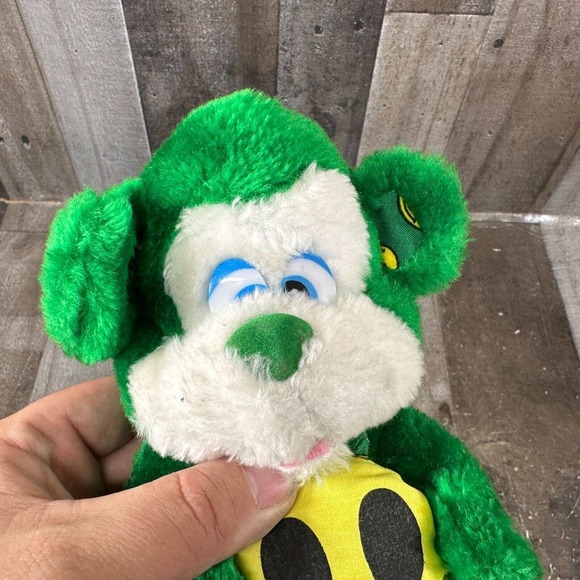 VTG NANCO 1997 Nancy Sales Green Plush Animal Smiley Face Colorful Dog Bear? 7" - Picture 4 of 9